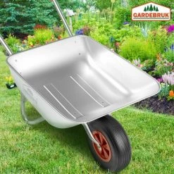 Gardebruk Brouette 80L 100kg Galvanisé Avec Poignées Pneumatiques Transport Jardin Valve Auto -chariot de jardin Soldes 2022 31832032 3
