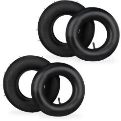 Relaxdays Roue De Brouette Avec Chambre à Air, Lot De 2 Pneus De Rechange 3.50-6, Pneumatiques, Jusqu’à 136 Kg, Noir