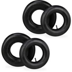 Relaxdays Roue De Brouette Avec Chambre à Air, Lot De 2 Pneus De Rechange 4.00-6, Pneumatiques, Jusqu’à 136 Kg, Noir