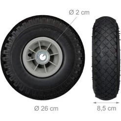 Relaxdays Roue De Diable, 2x Roue De Brouette Caoutchouc, 3.00-4", 260 X 85 Mm, Pour Axe De 20 Mm, Noir-gris -chariot de jardin Soldes 2022 32089284 5