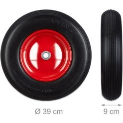 Relaxdays Roue De Brouette 4.80 4.00-8, Roue En Caoutchouc, Roue De Secours, Pneus De Diable 100 Kg Charge, Noir Rouge -chariot de jardin Soldes 2022 32470900 5