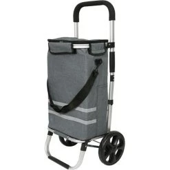 SKECTEN Caddie De Courses, Chariot De Courses, Pliable, Polyvalent, Sac Amovible, Roulettes, Solide, Gris