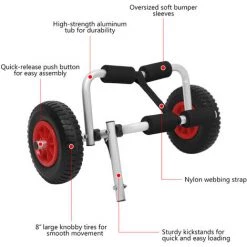 ASUPERMALL Chariot De Kayak Pliable Leger Portatif, Chariot De Remorque De Transport De Chariot De Chariot De Chariot, Roues Detachables -chariot de jardin Soldes 2022 34959597 5