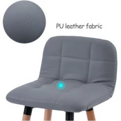 ORGANNICE Tabouret De Bar Lot De 2 Tabourets De Bar En PU Jambe En Bois Avec Dossier + Repose-pieds Chaise De Cuisine Chaise Haute Pour Le Petit D¨¦jeuner Gris - Gris -chariot de jardin Soldes 2022 38154610 2