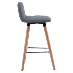 ORGANNICE Tabouret De Bar Lot De 2 Tabourets De Bar En PU Jambe En Bois Avec Dossier + Repose-pieds Chaise De Cuisine Chaise Haute Pour Le Petit D¨¦jeuner Gris - Gris -chariot de jardin Soldes 2022 38154610 4