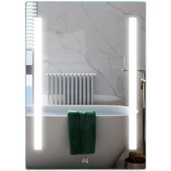 ORGANNICE Miroir Lumineux, Miroir De Salle De Bain, Miroir Mural Anti-buée Avec éclairage LED - Chrome -chariot de jardin Soldes 2022 38154629 3
