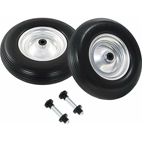 HAPPYSHOPPING Roue De Brouette Avec Axe 2 Pcs PU Solide 4.00-8 390 Mm 4 HAPPYSHOPPING Roue De Brouette Avec Axe 2 Pcs PU Solide 4.00-8 390 Mm – Image 4
