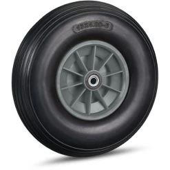 Relaxdays Roue De Brouette Caoutchouc 4.00-6, De Rechange Axe, Increvable, Essieu, 3 Adaptateurs, 100 Kg, Noir-gris