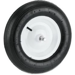 Relaxdays Roue De Brouette Avec Axe 4.80 4.00-8, Pneumatique, Pneu De Rechange, Charge Jusqu’à 120 Kg, Noir Et Blanc