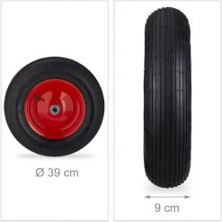 RELAXDAYS Rechange Roue De Brouette 4.80 4.00-8, Avec Air, Roue De Secours, Jante En Acier, Pour Diable, Noir Et Rouge -chariot de jardin Soldes 2022 40254188 5