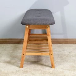 ORGANNICE Banc En Bambou De Salon Zone D'entrée étagère à Chaussures - Brun -chariot de jardin Soldes 2022 44089587 2