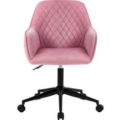 ORGANNICE Chaise De Bureau Ergonomique En Velours Chaise De Bureau Chaise D'ordinateur Chaise De Travail Chaise Pivotante Avec Bras Hauteur Réglable Pour La Maison Et Le Bureau 1 Pièce, Rose / - Rose
