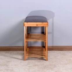 ORGANNICE Zone D'entrée Banc En Bambou De 3 étages étagère à Chaussures De Salon - Brun -chariot de jardin Soldes 2022 44090244 3