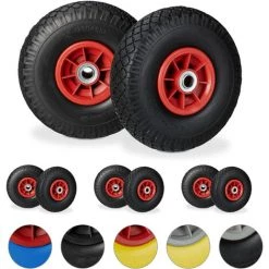 RELAXDAYS Roue De Diable, 8x Roue De Brouette Caoutchouc, 3.00-4", 260 X 85 Mm, Pour Axe De 20 Mm, Noir-rouge