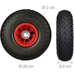 RELAXDAYS Roue De Diable, 8x Roue De Brouette Caoutchouc, 3.00-4", 260 X 85 Mm, Pour Axe De 20 Mm, Noir-rouge -chariot de jardin Soldes 2022 45813377 5