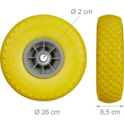 RELAXDAYS Roue De Diable, 2x Roue De Brouette Caoutchouc, 3.00-4", 260 X 85 Mm, Pour Axe De 20 Mm, Jaune-gris -chariot de jardin Soldes 2022 46260745 5