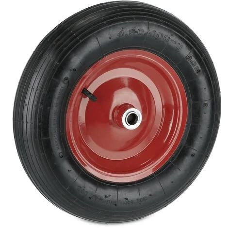 Relaxdays Roue De Brouette 4.80 4.00-8, Pneu De Rechange, De Secours, 4PR, Avec Air, Jante En Acier, Noir/blanche 1 Relaxdays Roue De Brouette 4.80 4.00-8, Pneu De Rechange, De Secours, 4PR, Avec Air, Jante En Acier, Noir/blanche