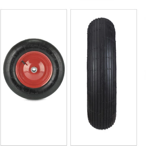 Relaxdays Roue De Brouette 4.80 4.00-8, Pneu De Rechange, De Secours, 4PR, Avec Air, Jante En Acier, Noir/blanche 2 Relaxdays Roue De Brouette 4.80 4.00-8, Pneu De Rechange, De Secours, 4PR, Avec Air, Jante En Acier, Noir/blanche – Image 2