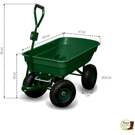 TERRE JARDIN Chariot De Jardin 4 Roues - 52 Litres Capacité 120 Kg 2 TERRE JARDIN Chariot De Jardin 4 Roues - 52 Litres Capacité 120 Kg – Image 2