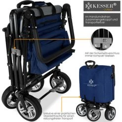 KESSER® Chariot De Transport GT9000 Pliable Avec Toit | Charrette à Bras | Chariot De Transport | 2 Systèmes De Ceinture à 3 Points Fournis | Pliable | Pneus Pleins En Caoutchouc | Capacité De Charge De 80 Kg Maximum -chariot de jardin Soldes 2022 50753068 3