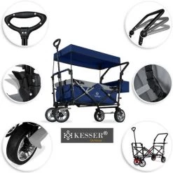 KESSER® Chariot De Transport GT9000 Pliable Avec Toit | Charrette à Bras | Chariot De Transport | 2 Systèmes De Ceinture à 3 Points Fournis | Pliable | Pneus Pleins En Caoutchouc | Capacité De Charge De 80 Kg Maximum -chariot de jardin Soldes 2022 50753068 4