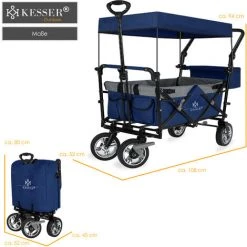 KESSER® Chariot De Transport GT9000 Pliable Avec Toit | Charrette à Bras | Chariot De Transport | 2 Systèmes De Ceinture à 3 Points Fournis | Pliable | Pneus Pleins En Caoutchouc | Capacité De Charge De 80 Kg Maximum -chariot de jardin Soldes 2022 50753068 5