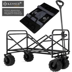 KESSER® Chariot à Roulettes Pliable à Pneus Larges | Chariot De Transport | Remorque De Transport | Charrette à Bras | 2 Poches En Mesh Fournies | Pliable | Pneus Pleins En Caoutchouc | Capacité De Charge Maximum De 80 Kg -chariot de jardin Soldes 2022 50753096 4