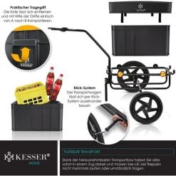 KESSER® Remorque Pour Vélo Remorque Chariot De Transport Avec Attelage Timon Haut Pour Vélo Remorque De Transport Boîte De Transport Avec 70 Litres De Volume Max. 60 kg Pour Les Vélos De 26 à 28 pouces -chariot de jardin Soldes 2022 50753690 4