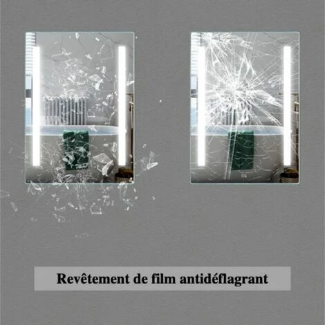 ORGANNICE Miroir Lumineux, Miroir De Salle De Bain, Miroir Mural Anti-buée Avec éclairage LED à Intensité Réglable Et Interrupteur Tactile - Chrome 3 ORGANNICE Miroir Lumineux, Miroir De Salle De Bain, Miroir Mural Anti-buée Avec éclairage LED à Intensité Réglable Et Interrupteur Tactile - Chrome – Image 3