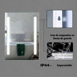 ORGANNICE Miroir Lumineux, Miroir De Salle De Bain, Miroir Mural Anti-buée Avec éclairage LED à Intensité Réglable Et Interrupteur Tactile - Chrome 8 ORGANNICE Miroir Lumineux, Miroir De Salle De Bain, Miroir Mural Anti-buée Avec éclairage LED à Intensité Réglable Et Interrupteur Tactile - Chrome -chariot de jardin Soldes 2022 50933596 4