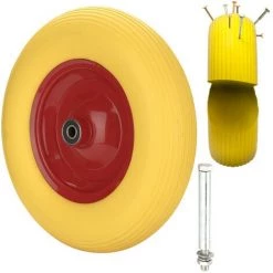 Hengda 480 / 400-8 Roue De Brouette En PU Gonflable Avec Pneumatiques Roue De Secours Avec Axe | Axe Ø 390 Mm Pour Charrettes à Bras