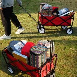 ZHUOXUAN Camping En Plein Air Chariot Pliant Chariot Caddie Portable épicerie Pêche Engins De Pêche Manutention Petite Remorque Rouge -chariot de jardin Soldes 2022 51450179 4