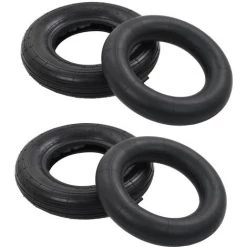 YOUTHUP Pneu De Brouette Et Chambre à Air 4 Pcs 3.50-8 4PR Caoutchouc - Noir