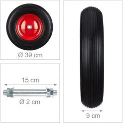 Relaxdays Roue De Brouette Caoutchouc, Roue De Rechange Avec Axe, 4.80 4.00-8, Caoutchouc PU Essieu 100 Kg, Noir Rouge -chariot de jardin Soldes 2022 52200956 5