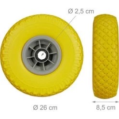 Relaxdays Roue De Brouette, Caoutchouc, 3.00-4", 2x Roue De Rechange, Pour Axe De 25 Mm, 260x85 Mm, Jaune-gris -chariot de jardin Soldes 2022 52202141 5