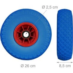 Relaxdays Roue De Brouette, Caoutchouc, 3.00-4", 2x Roue De Rechange, Pour Axe De 25 Mm, 260x85 Mm, Bleu-rouge -chariot de jardin Soldes 2022 52202145 5
