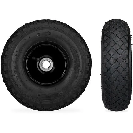 Relaxdays Roue De Diable Roue Brouette Set De 2, Roue De Rechange, Caoutchouc 3.00-4, 100 Kg, 260 X 85 Mm, Noir 2 Relaxdays Roue De Diable Roue Brouette Set De 2, Roue De Rechange, Caoutchouc 3.00-4, 100 Kg, 260 X 85 Mm, Noir – Image 2