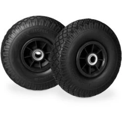 chariot de jardin Soldes 2022 18 Relaxdays Roue De Diable, 2x Roue De Brouette Caoutchouc, 3.00-4", 260 X 85 Mm, Pour Axe De 20 Mm, Noir