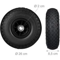 Relaxdays Roue De Diable, 2x Roue De Brouette Caoutchouc, 3.00-4", 260 X 85 Mm, Pour Axe De 20 Mm, Noir -chariot de jardin Soldes 2022 52202311 5