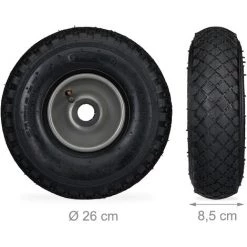 Relaxdays Roue De Brouette Caoutchouc 100 Kg, Lot De 2, Roue De Rechange, Pour Axe De 25 Mm, 3.00-4, Noir-gris -chariot de jardin Soldes 2022 52202333 5