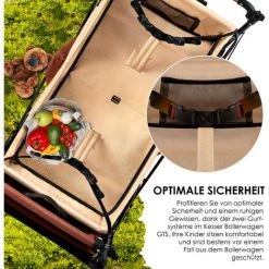 KESSER® Chariot De Transport Pliable GTS-9100 Avec Toit Chariot à Bras Chariot De Transport Pliable 2x Systèmes De Harnais à 3 points Inclus Pneus Pleins 360° Et Rallonge Intérieure Freins Avant Et Arrière + Sac De Transport, Beige Marron -chariot de jardin Soldes 2022 52548563 5