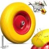 MASKO® Roue De Brouette PU En Caoutchouc Plein 200 Kg Increvable 4,80/4,00-8 Ø 390 Mm Incl. Essieu Roue De Remplacement Roue En Caoutchouc Jante En Acier Pneu Increvable Pour Brouette Brouette De Jardin Roue En PU Increvable, Jaune Rouge