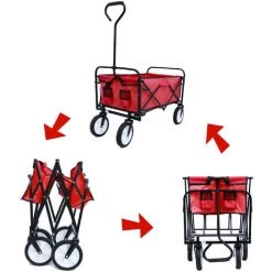 MERAX Chariot De Jardin Pliable -échelle Avec Roues à 360°-Chariot De Jardin Jusqu'à 70 Kg - Rouge -chariot de jardin Soldes 2022 53584850 4