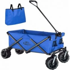 HELLOSHOP26 Chariot De Jardin Pliable 80 Kg Tout-terrain Outils Jardinage Bleu - Bleu