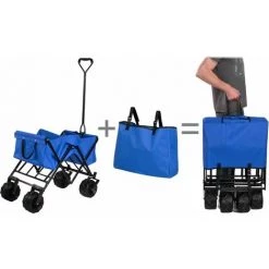 HELLOSHOP26 Chariot De Jardin Pliable 80 Kg Tout-terrain Outils Jardinage Bleu - Bleu -chariot de jardin Soldes 2022 53604110 4