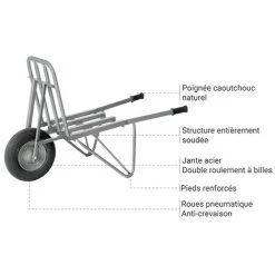 DIABLE MANUTENTION - MATISERE Brouette - 1 Roue - Charge Maximale De 250kg - M210L4 -chariot de jardin Soldes 2022 5470220 3