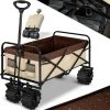 KESSER® Chariot à Roulettes Pliable à Pneus Larges | Chariot De Transport | Remorque De Transport | Charrette à Bras | 2 Poches En Mesh Fournies | Pliable | Pneus Pleins En Caoutchouc | Capacité De Charge Maximum De 80 Kg, Beige (de)