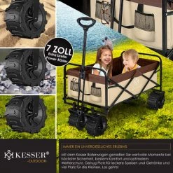 KESSER® Chariot à Roulettes Pliable à Pneus Larges | Chariot De Transport | Remorque De Transport | Charrette à Bras | 2 Poches En Mesh Fournies | Pliable | Pneus Pleins En Caoutchouc | Capacité De Charge Maximum De 80 Kg, Beige (de) -chariot de jardin Soldes 2022 55080777 3