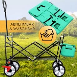 KESSER® Chariot De Transport Pliable Avec Toit | Charrette à Bras | Chariot à Roulettes | Remorque De Transport | 2 Poches En Mesh Et Une Poche Extérieure Fournies | Pliable | Pneus Pleins En Caoutchouc , Menthe Verte -chariot de jardin Soldes 2022 55080779 4