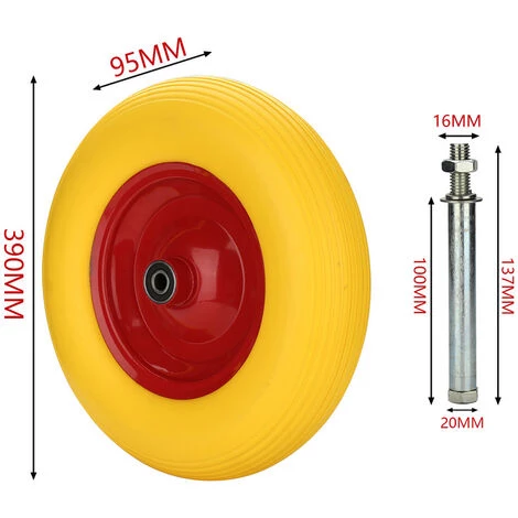 Randaco 480 / 400-8 Roue De Brouette En PU Avec Pneumatiques Roue De Secours Avec Axe | Axe Ø 390 Mm Pour Charrettes à Bras Chario 2 Randaco 480 / 400-8 Roue De Brouette En PU Avec Pneumatiques Roue De Secours Avec Axe | Axe Ø 390 Mm Pour Charrettes à Bras Chario – Image 2